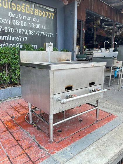 เตาทอดสแตนเลส เกรด 304 แบบ 2 หลุม ด้านบนมารางน้ำทิ้งและ 1 ก็อกน้ำ  (ขนาดกว้าง 90 CM.)  รูปที่ 2