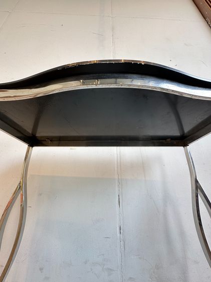 โต๊ะคอนโซล ท็อปและชั้นวางกระจกเทมเปอร์ สีดำ โครงขาสแตนเลส รูปที่ 10