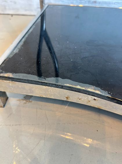 โต๊ะคอนโซล ท็อปและชั้นวางกระจกเทมเปอร์ สีดำ โครงขาสแตนเลส รูปที่ 15