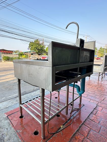 เตาสแตนเลส เกรด 304 (เตาไทย) 2 หัว หัวเตา KB5 1 ก็อกน้ำ ด้านบนเตามีรางน้ำ ชั้นวางระแนง  รูปที่ 5