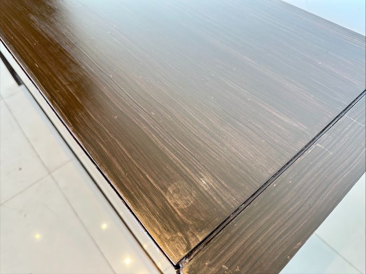 โต๊ะคอนโซล สไตล์วินเทจ 2 ลิ้นชัก โครงขาไม้จริงปิดแผ่นไม้อัดสีน้ำตาล รูปที่ 6