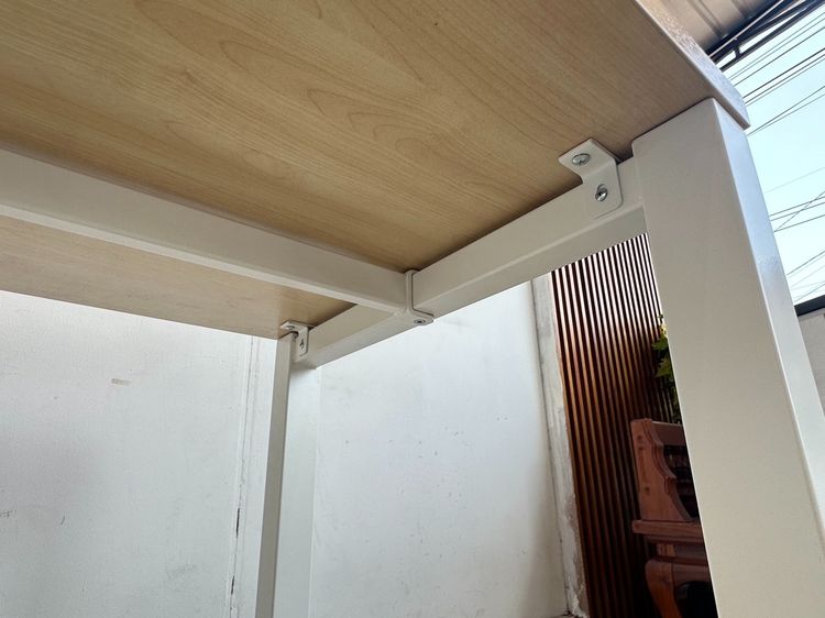 โต๊ะทำงาน ท็อปไม้ MDF สีบีชลายไม้ โครงขาเหล็กสีขาว ล้อเลื่อน (ขนาดกว้าง 150CM.)  รูปที่ 10