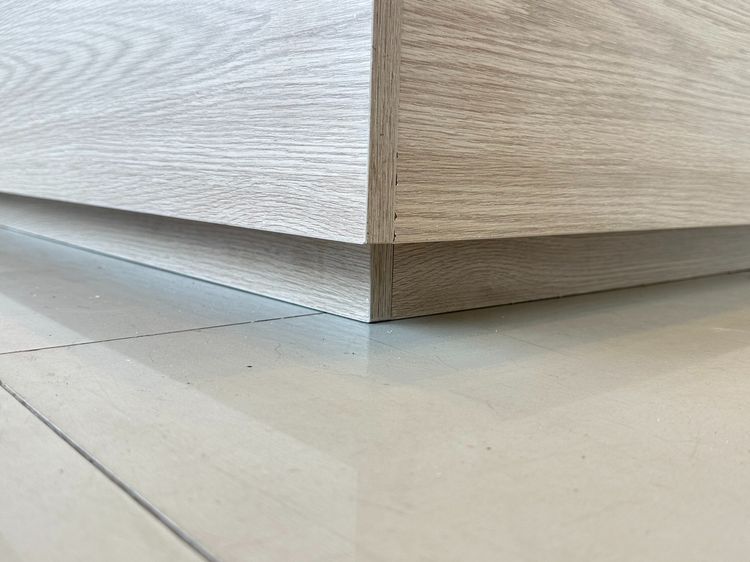 เตียงนอน 5 ฟุต โครงไม้ MDF หัวเตียงและโครงสีบีชลายไม้ คานและแผ่นรองสีขาว รูปที่ 11