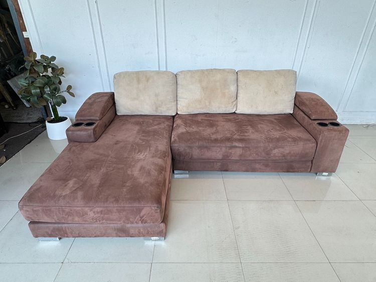 โซฟาแอล เบาะผ้ากำมะหยี่สีน้ำตาล รูปที่ 9