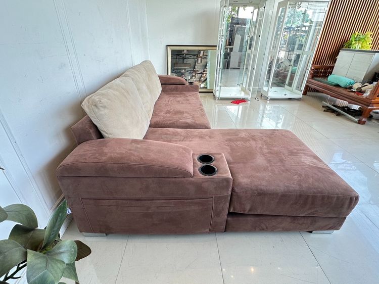 โซฟาแอล เบาะผ้ากำมะหยี่สีน้ำตาล รูปที่ 5