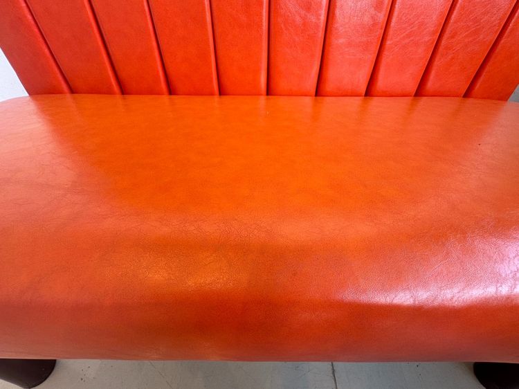 โซฟา 2 ที่นั่ง เบาะและพิงหลังหนัง PU สีส้ม โครงขาเหล็กสีดำ (ตัวเล็ก) รูปที่ 7