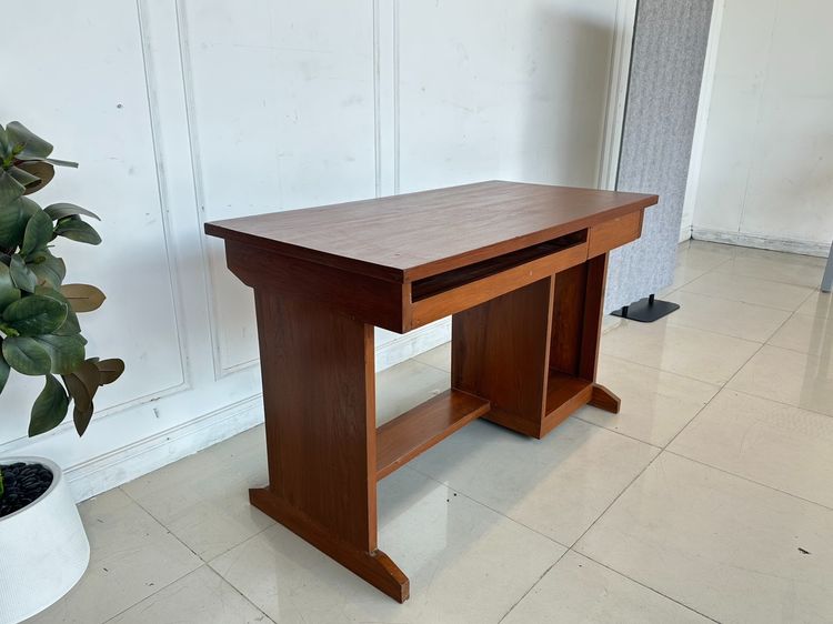 โต๊ะวางคอม สไตล์วินเทจ 1 บานเลื่อนวางคีย์บอร์ด 1 ลิ้นชัก 1 ช่องใส่เคสคอม โครงขาไม้จริงสีน้ำตาลแดง รูปที่ 3