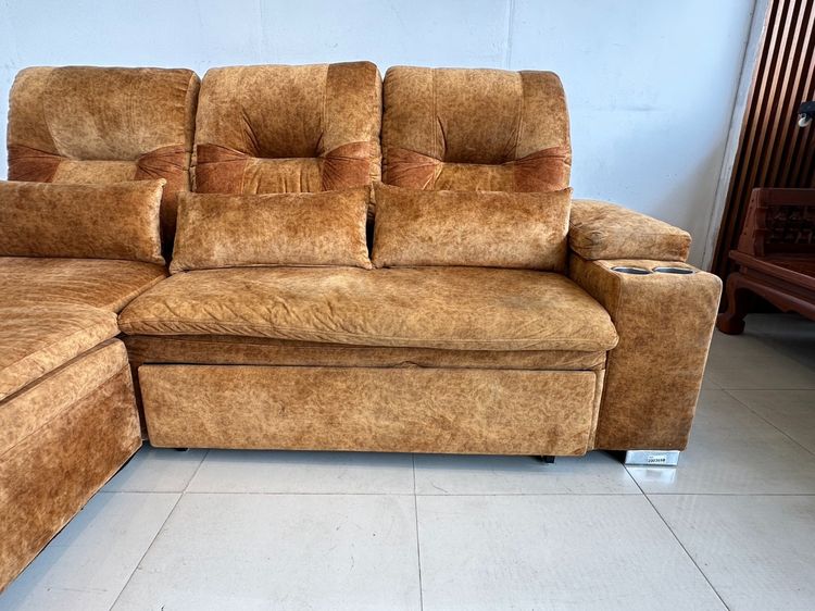 โซฟาเบด เบาะผ้ากำมะหยี่สีน้ำตาล พิงหลังปรับเอนได้ 3 ระดับ รูปที่ 10