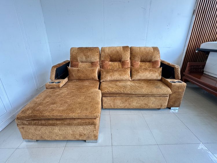 โซฟาเบด เบาะผ้ากำมะหยี่สีน้ำตาล พิงหลังปรับเอนได้ 3 ระดับ รูปที่ 12