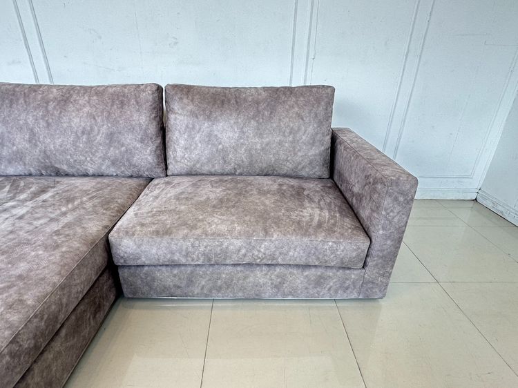 โซฟาแอล แบรนด์ SK HOME เบาะผ้ากำมะหยี่สีเทา ถอดปลอกได้ รูปที่ 7