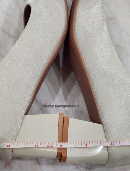 รองเท้าคัทชูหัวแหลม ผ้าซาติน สีเบจ SIZE 39 ยาว 24.5 ซม. รูปที่ 14