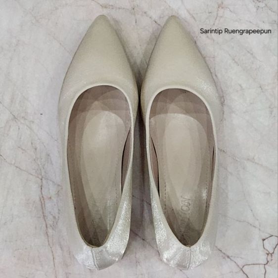 รองเท้าคัทชูหัวแหลม ผ้าซาติน สีเบจ SIZE 39 ยาว 24.5 ซม. รูปที่ 8