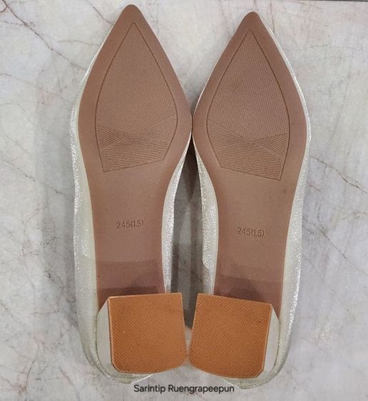 รองเท้าคัทชูหัวแหลม ผ้าซาติน สีเบจ SIZE 39 ยาว 24.5 ซม. รูปที่ 9