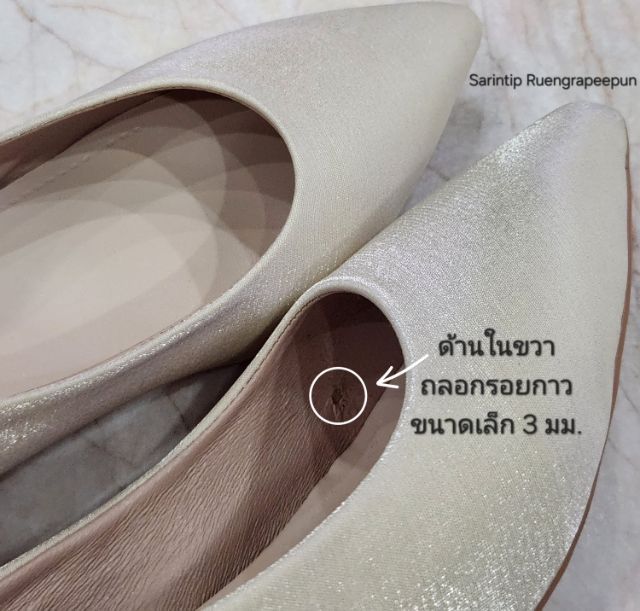 รองเท้าคัทชูหัวแหลม ผ้าซาติน สีเบจ SIZE 39 ยาว 24.5 ซม. รูปที่ 12