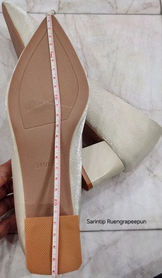 รองเท้าคัทชูหัวแหลม ผ้าซาติน สีเบจ SIZE 39 ยาว 24.5 ซม. รูปที่ 13