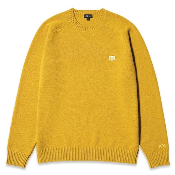 เหลือง อื่นๆ อื่นๆ แขนยาว เสื้อสเวตเตอร์ยูนิโคล่ ผ้าวูล คอกลม Uniqlo KAWS WINTER Lambswool Crew Neck Sweater