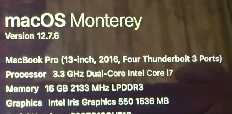 Mac Book Pro 13 2016 Touch Bar Core i7 3.3 GHz SSD 1 TB Ram 16 KB ไทย แบต ใหม่ มีกล่อง ลง Win11 License รูปที่ 3
