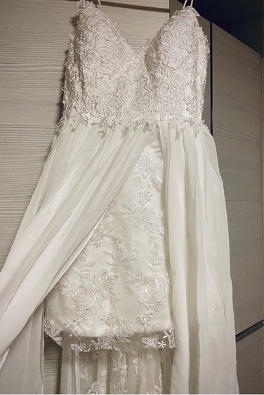 แขนสั้น ขาว เดรส | จั๊มสูท ชุดแต่งงาน ชุดราตรี ชุดถ่ายพรีเวดดิ้ง ชุดอาฟเตอร์ปาร์ตี้ มือสอง