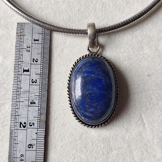 ❌ปิด❌สร้อย จี้หินลาพีส ( Lapis Lazuli )สีน้ำเงินเข้ม ชิ้นใหญ่ งานจากต่างประเทศ รูปที่ 6