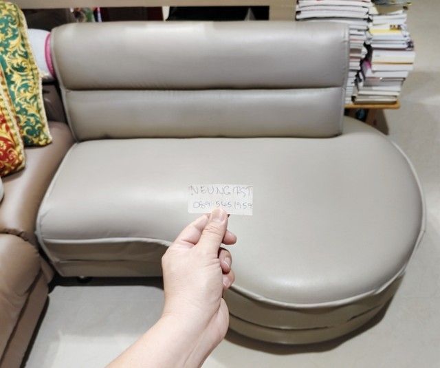 เทา โซฟาหนัง 2 ที่นั่ง