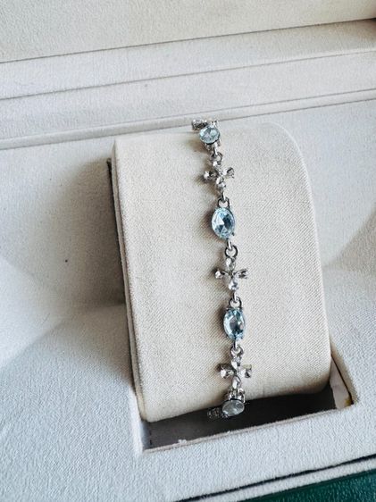 สร้อยข้อมือโลหะชุบประดับคริสตัลสีฟ้าปรับสายได้ รูปที่ 3