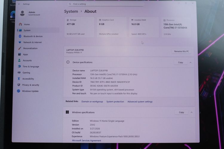 ACER PREDATOR HELIOS NEO 16 Core i7-13700HX-RTX4060 RAM16-512GB รูปที่ 3