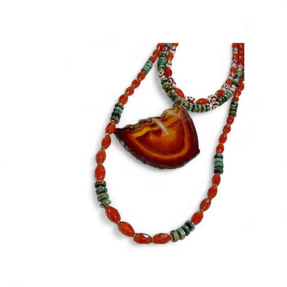 สร้อยคอหินอเกต หินแอฟริกาเทอควอย ชุดรวม 3 เส้น ยาว 15-30 นิ้ว รูปที่ 4