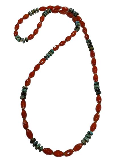 สร้อยคอหินอเกต หินแอฟริกาเทอควอย ชุดรวม 3 เส้น ยาว 15-30 นิ้ว รูปที่ 6