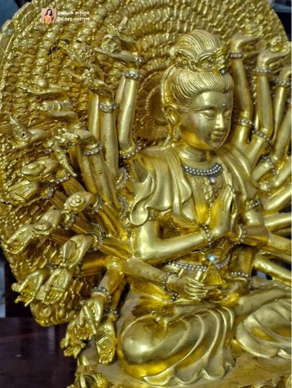 กวนอิมทองเหลืองปิดทองเก่า รูปที่ 7