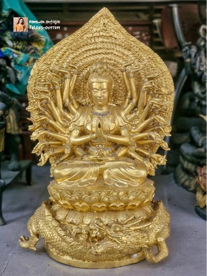 กวนอิมทองเหลืองปิดทองเก่า