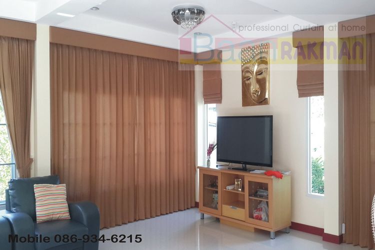 ม่านลอน (Wave Curtain) รับทำออกแบบตกแต่ง ตัดเย็บและติดตั้ง ม่านตอกตาไก่,ผ้าม่านจีบ ม่านคอกระเช้า ม่านพับ ม่านม้วน ม่านปรับแสง รูปที่ 8