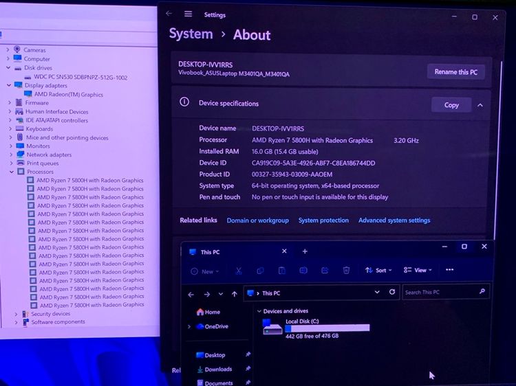 Asus vivibook pro จอ LED 2.8K ryzen7 ram16 สวยๆ ราคาคุ้มๆ 7,800 บาท รูปที่ 12