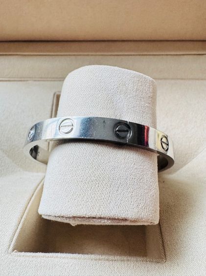 กำไลข้อมือโลหะชุบสีเงินแบบเงาหมุนเกลียวสองด้านประดับเพชร Size 22 รูปที่ 4