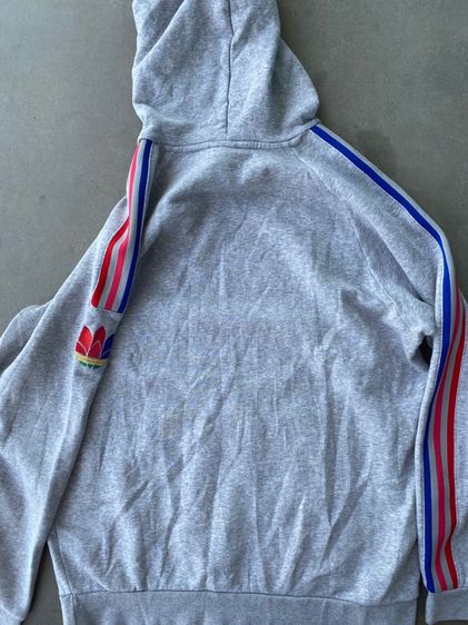 Adidas Originals Trefoil Hoodie Grey Red Stripe รูปที่ 2