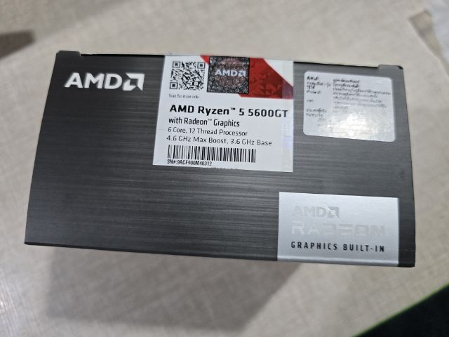CPU RYZEN 5 5600 GT มีกราฟิกในตัว ครบยกกล่อง  ใหม่มากเ หลือประกัน 2 ปีครึ่ง รับของเองครับ รูปที่ 2