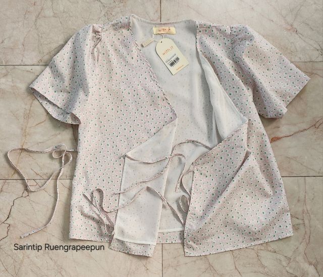 with.it-TPW1094 bloom waist rope Pink freesize เสื้อผู้หญิงป้ายผูกเอว รูปที่ 5