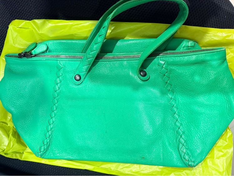 หญิง เขียว ไนล่อน Bottega Veneta Green Cervo Deerskin Handbag