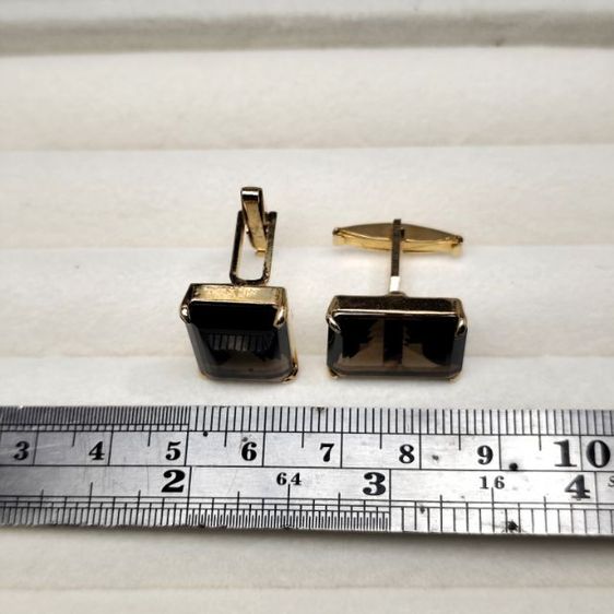 🔖คัพลิงก์สีทอง พลอยแท้ สโมกกี้ควอทซ์ (Smoky Quartz) มีตอกโค้ด งานจากต่างประเทศ รูปที่ 5