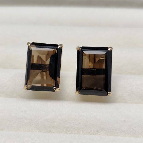 🔖คัพลิงก์สีทอง พลอยแท้ สโมกกี้ควอทซ์ (Smoky Quartz) มีตอกโค้ด งานจากต่างประเทศ รูปที่ 4