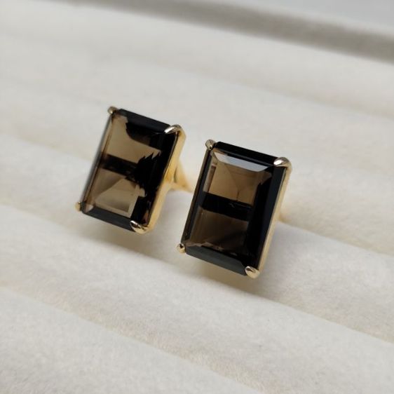 🔖คัพลิงก์สีทอง พลอยแท้ สโมกกี้ควอทซ์ (Smoky Quartz) มีตอกโค้ด งานจากต่างประเทศ รูปที่ 6