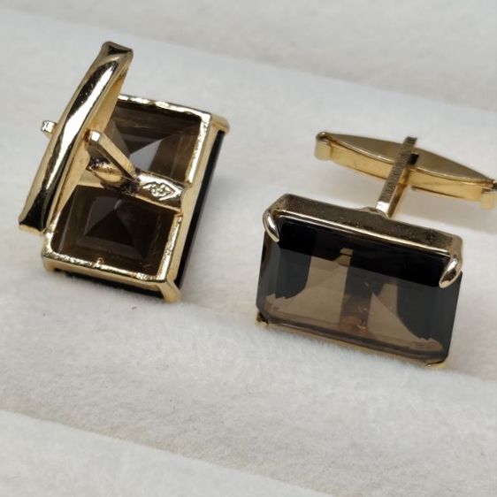 🔖คัพลิงก์สีทอง พลอยแท้ สโมกกี้ควอทซ์ (Smoky Quartz) มีตอกโค้ด งานจากต่างประเทศ รูปที่ 9