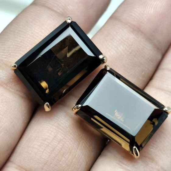 🔖คัพลิงก์สีทอง พลอยแท้ สโมกกี้ควอทซ์ (Smoky Quartz) มีตอกโค้ด งานจากต่างประเทศ รูปที่ 8