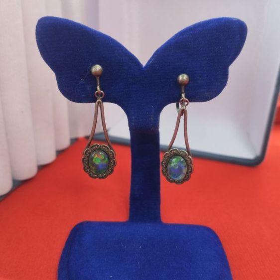 🔖ต่างหูหนีบโอปอล์ ตัวเรือนสีคล้ายเงิน งานจากญี่ปุ่น รูปที่ 3