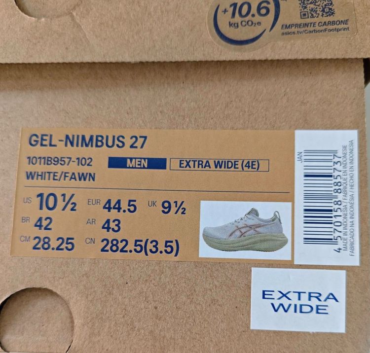 มือ1 Asics Nimbus27(4E)US10H ของแท้พร้อมกล่อง รูปที่ 3