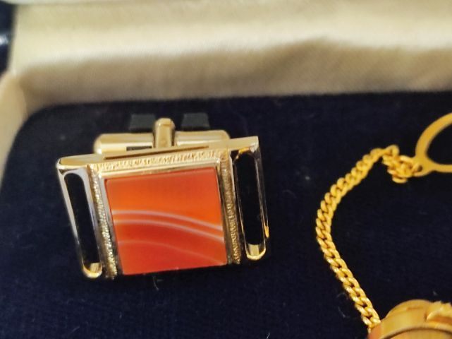 เซต  Cufflinks Trevi รุ่น "For Executive" Tie Tack with Chain พร้อมกล่อง รูปที่ 3