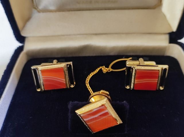 เซต  Cufflinks Trevi รุ่น "For Executive" Tie Tack with Chain พร้อมกล่อง รูปที่ 4