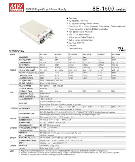 Mean Well SE-1500-12 รูปที่ 2