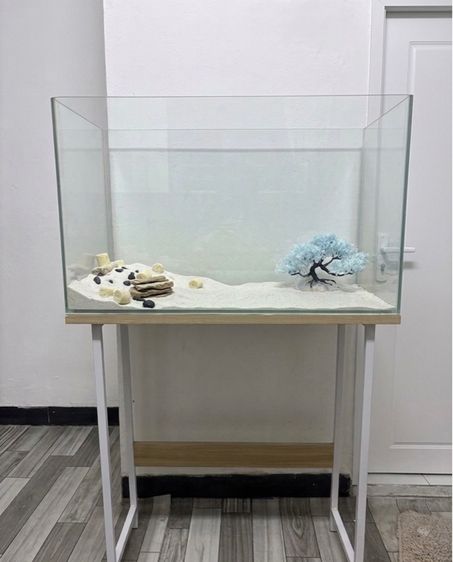 อุปกรณ์ตู้ปลา ตู้ปลากระจกเว้า ขนาด24นิ้วพร้อมโต๊ะตั้งตู้ปลา