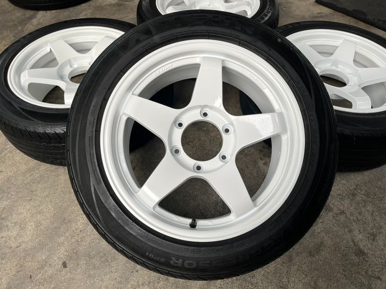 ✨ล้อแม็ก✨6รู139 TURISMO ขอบ 17 สีขาว พร้อมยาง 215-55-17 Arisun💥ปี 25💥 รูปที่ 2