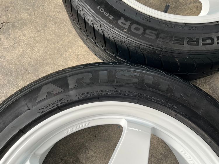 ✨ล้อแม็ก✨6รู139 TURISMO ขอบ 17 สีขาว พร้อมยาง 215-55-17 Arisun💥ปี 25💥 รูปที่ 6